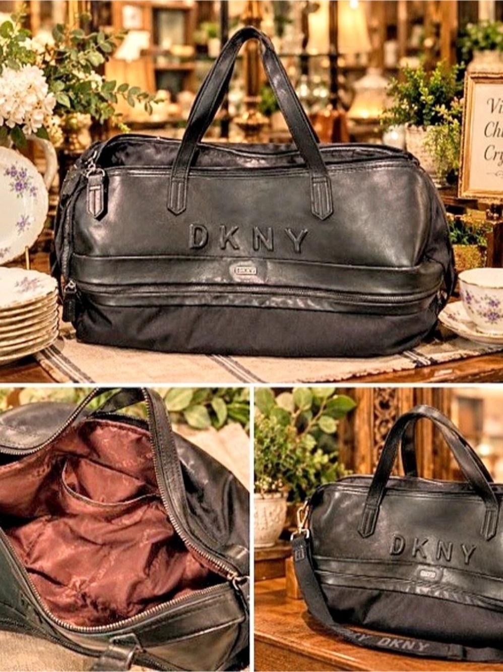 DKNY Logo Travel Weekender Duffle Bag Black